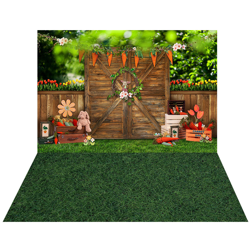 Avezano Rabbit Carrot 2 pcs Spring Easter Set Backdrop-AVEZANO